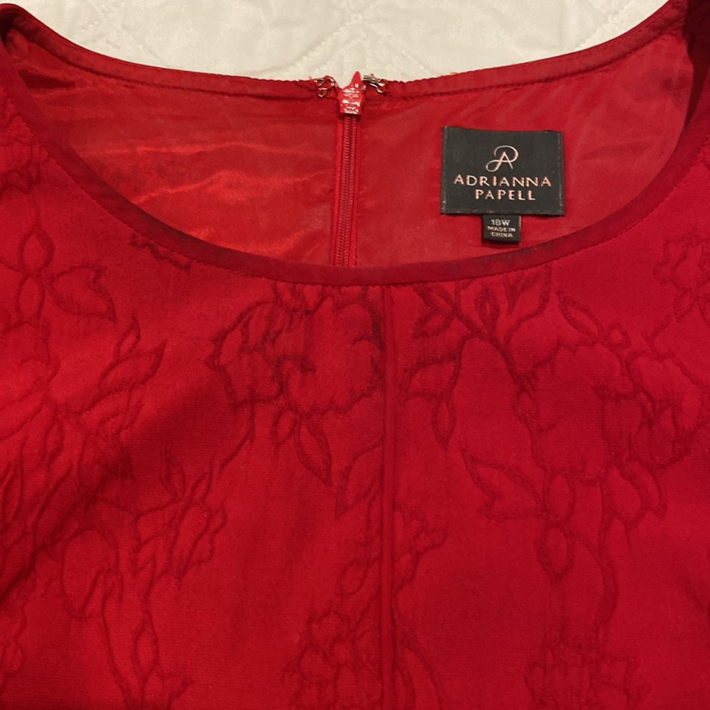 Adrianna Papell red A-line cocktail dress Size 18W fully lined zipper in back - Picture 4 of 12